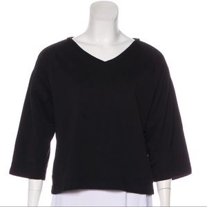 DRIES VAN NOTEN BLACK V-NECK COTTON SWEATSHIRT XS